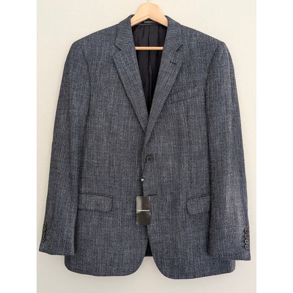 NWT Emporio Armani G Line Virgin Wool Blazer Jacket Navy Blue IT 52 US 42 Italy - Picture 1 of 10
